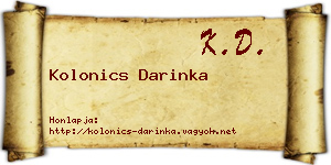 Kolonics Darinka névjegykártya